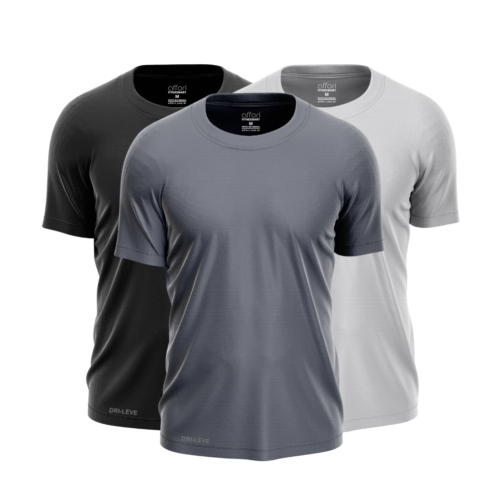 Lot de 3 t-shirts d'entraînement Dry Fit pour homme - Anti-transpiration - FieroFit