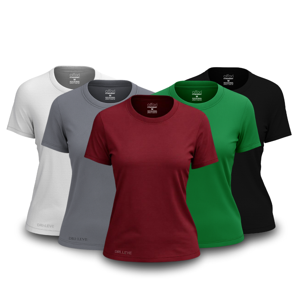 Lot de 5 t-shirts de sport Dry Fit pour femme – anti-transpiration – FieroFit